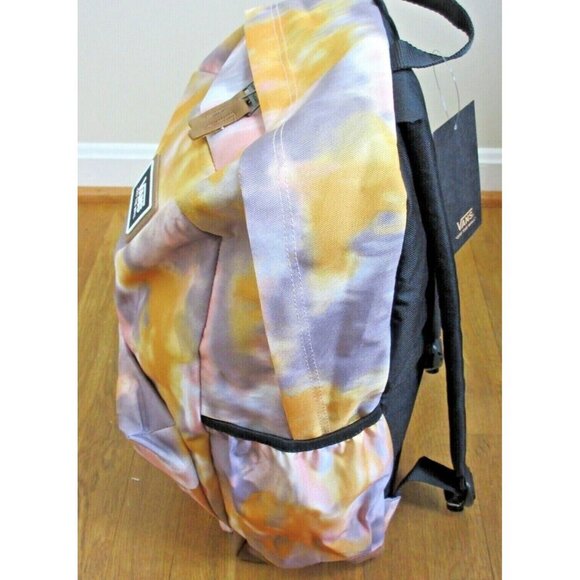Vans Realm Plus Unisex Tie Dye Backpack Travel Bag Ochre Yellow Purple NWT - Picture 2 of 6